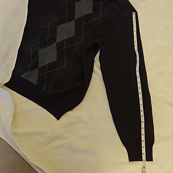 Van Heusen Men's Ribbed V-Neck Argyle Long Sleeves Sweater Large Purple/Gray - Picture 9 of 16